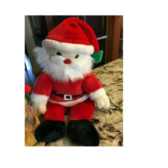 Set 2 TY Christmas Beanie Babies Babys Santa Claus & Jinglepups Dog 8" & 14" - Picture 3 of 4